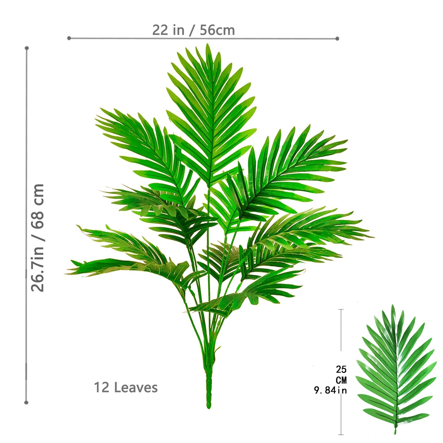 125cm(49.2in ) Artificial Large Fake Palm Tree Areca Palm Artificial Tropical Plant Plastic for Home Garden Decoration