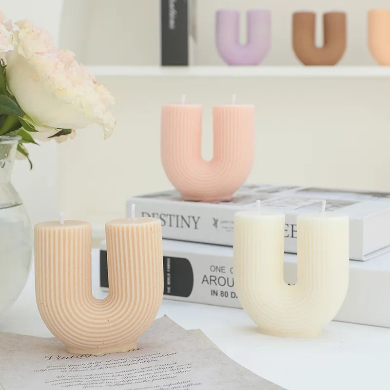 New U-Shaped Scented Candles for Home Decoration Geometric Rainbow Bridge Candle Room Decor Aroma Candles Room Decorative Velas