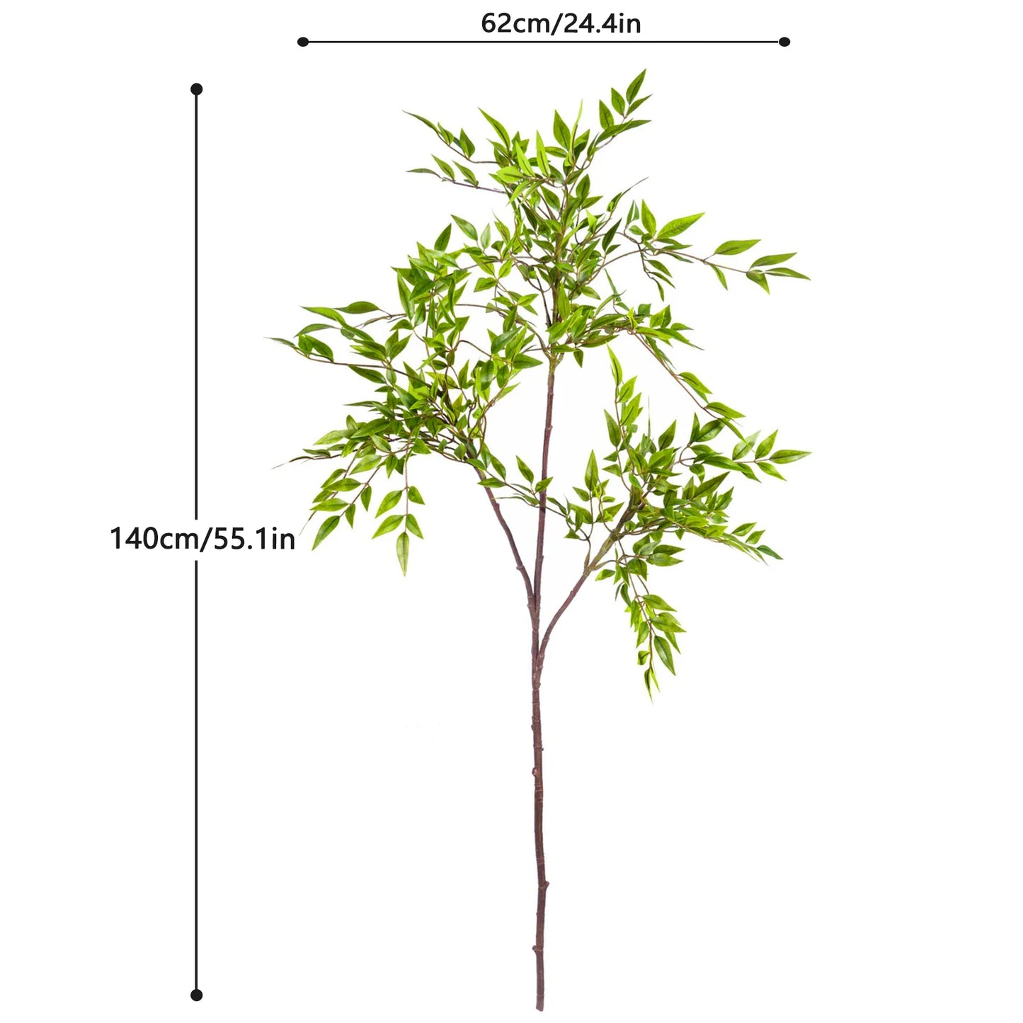 110cm (43.3 in)  Artificial Plants Fake Bamboo Tree Branch Plastic Nandina Leaves Tall Green Landscape For Home Garden Decor