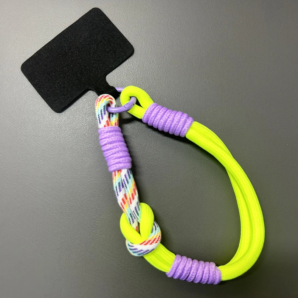 Korean Mobile Phone Cute Knot Portable Anti-loss Hand Bracelet Chain For iPhone 15 14 13 11 Pro Max Xiaomi Colorful Rope Chain