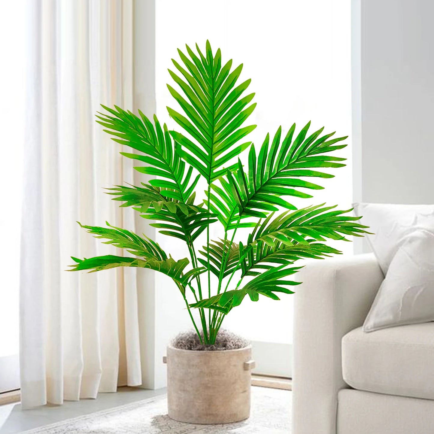 125cm(49.2in ) Artificial Large Fake Palm Tree Areca Palm Artificial Tropical Plant Plastic for Home Garden Decoration