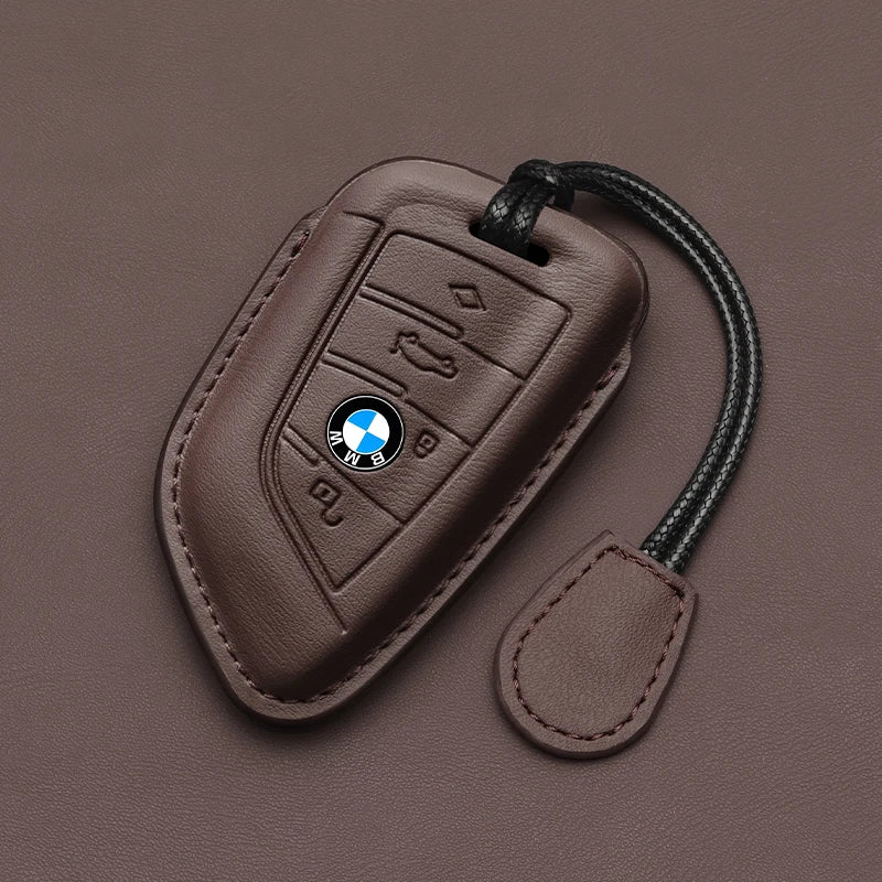 Leather Car Key Case Same color interior For BMW X1 X3 X4 X5 X6 F15 F16 G30 3 5 7 Series G11 F48 Accessories  Keychain