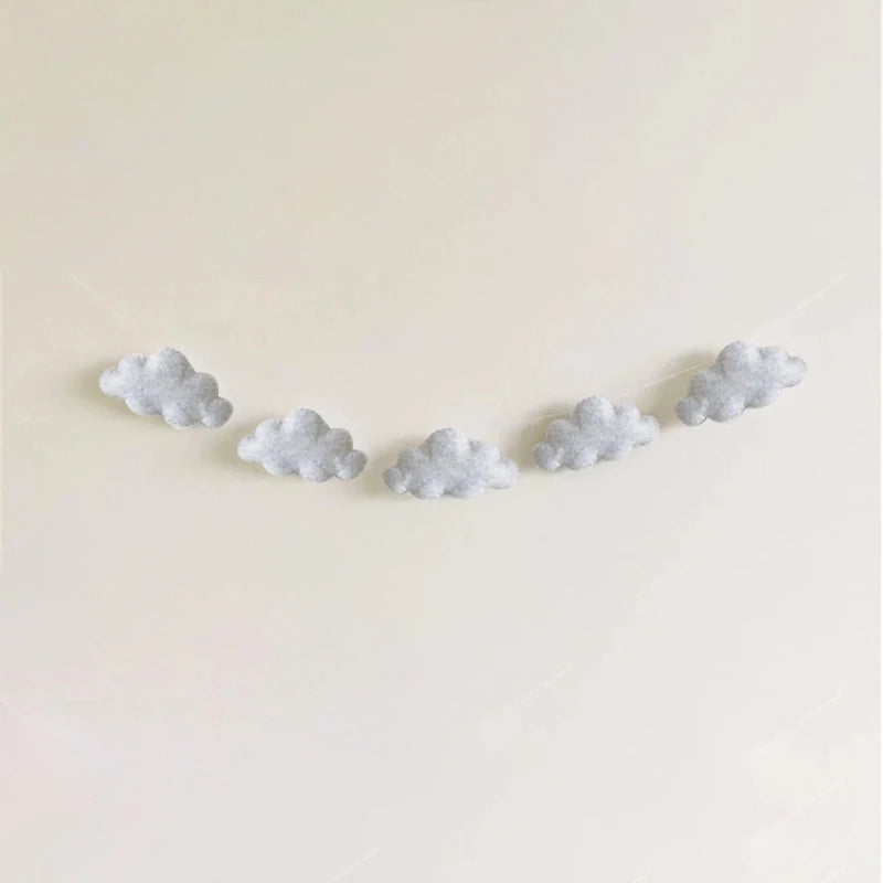 Nordic Felt Cloud Garlands String Wall Hanging Ornaments Baby Bed Kids Room Decoration Nursery Decor Photo Props Party Banner