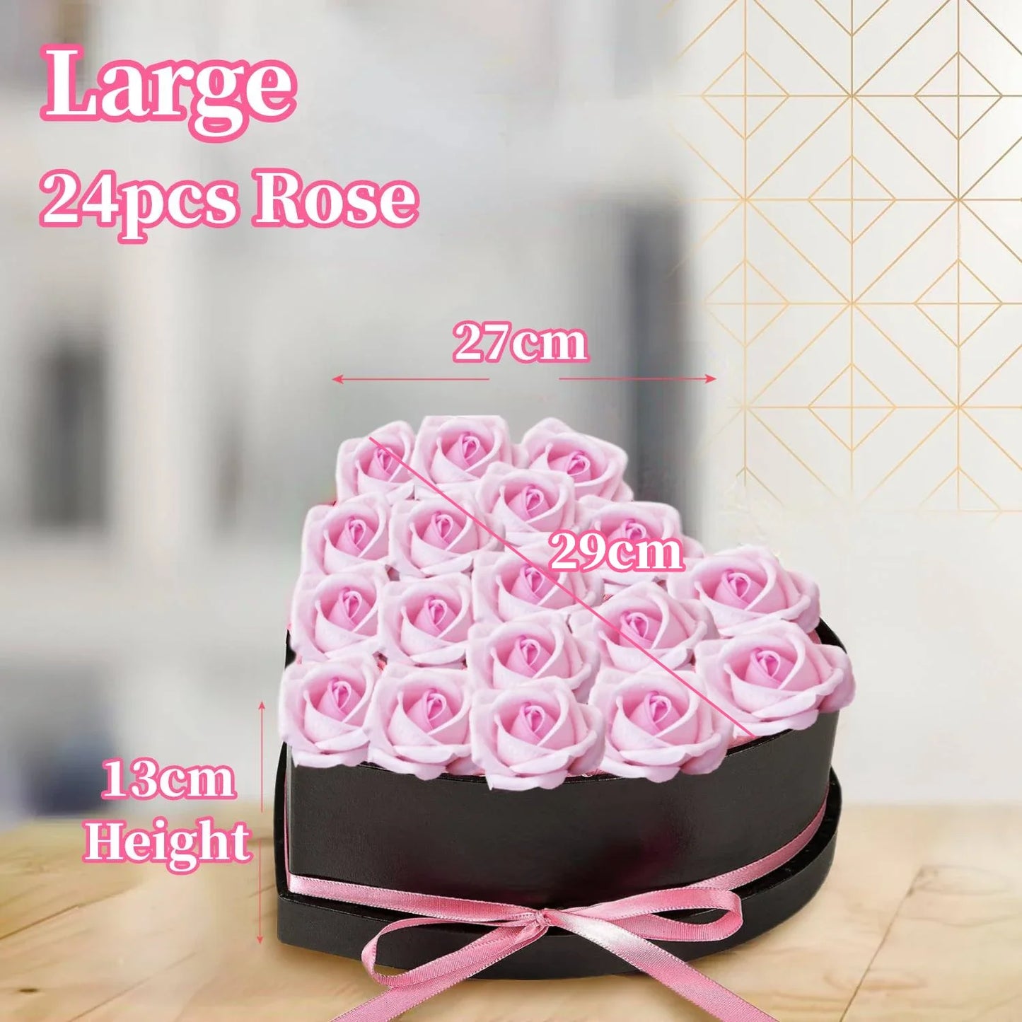 24/18Pcs Heart Shape Rose Gift Box Artificial Eternal Rose Bouquet Forever Red Rose Mother's Day Gift for Mom Birthday Wedding