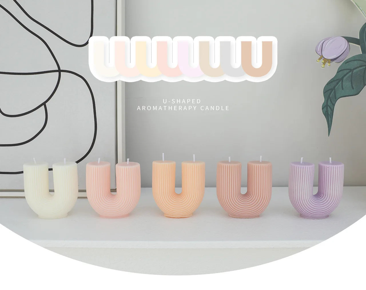 New U-Shaped Scented Candles for Home Decoration Geometric Rainbow Bridge Candle Room Decor Aroma Candles Room Decorative Velas