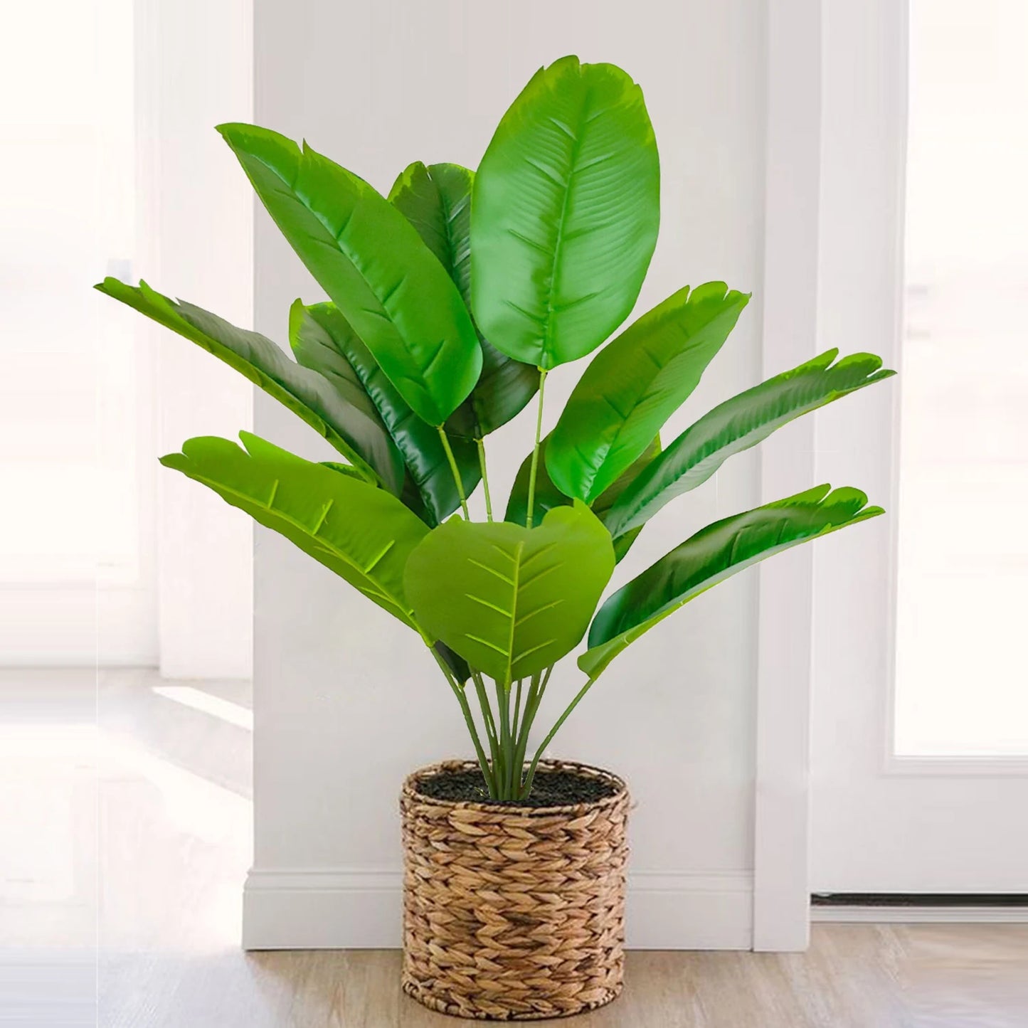 65-120cm （47.2in） Large Tropical Palm Tree Fake Banana Plant Leaves Real Touch Strelitzia Reginae Plastic Plant for Home Garden