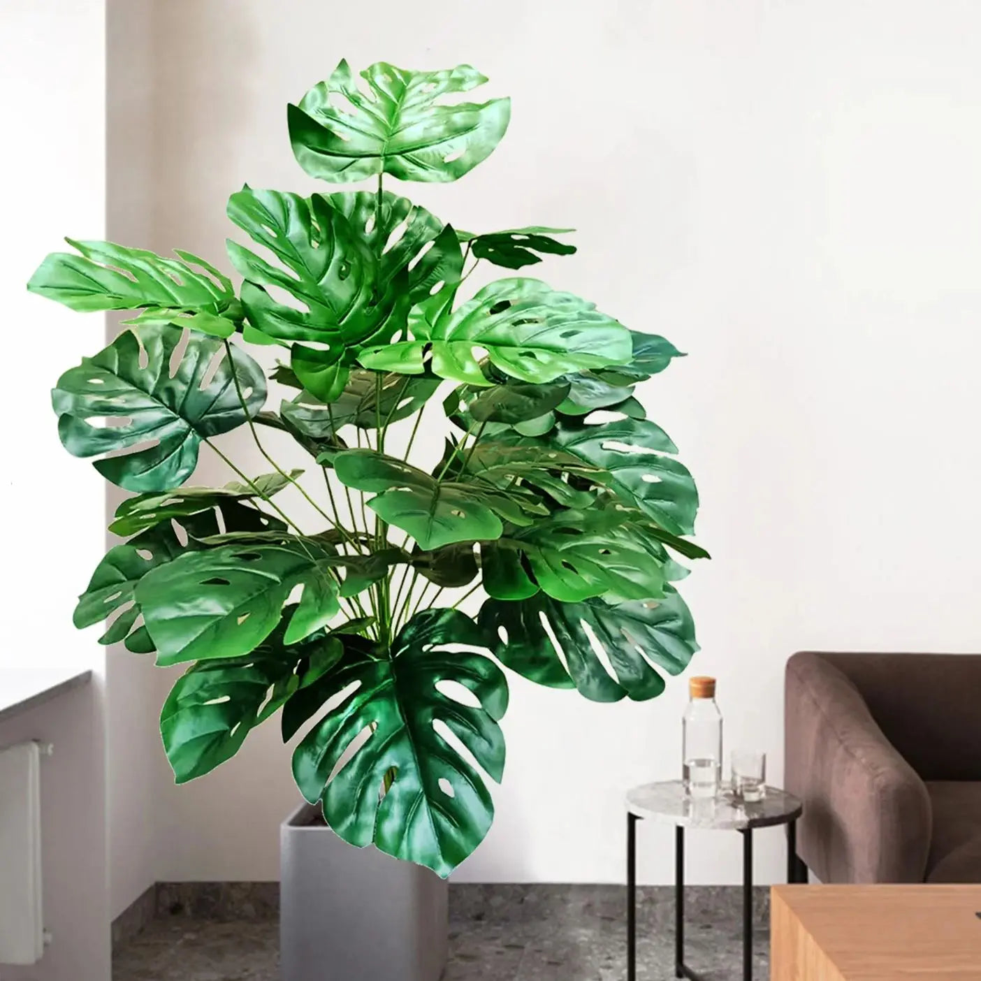 52-100cm(39.4in)  Artificial Monstera Plant Fake Palm Tree Plastic Turtle Leaf Green Plant for Home Garden Room Office Decor