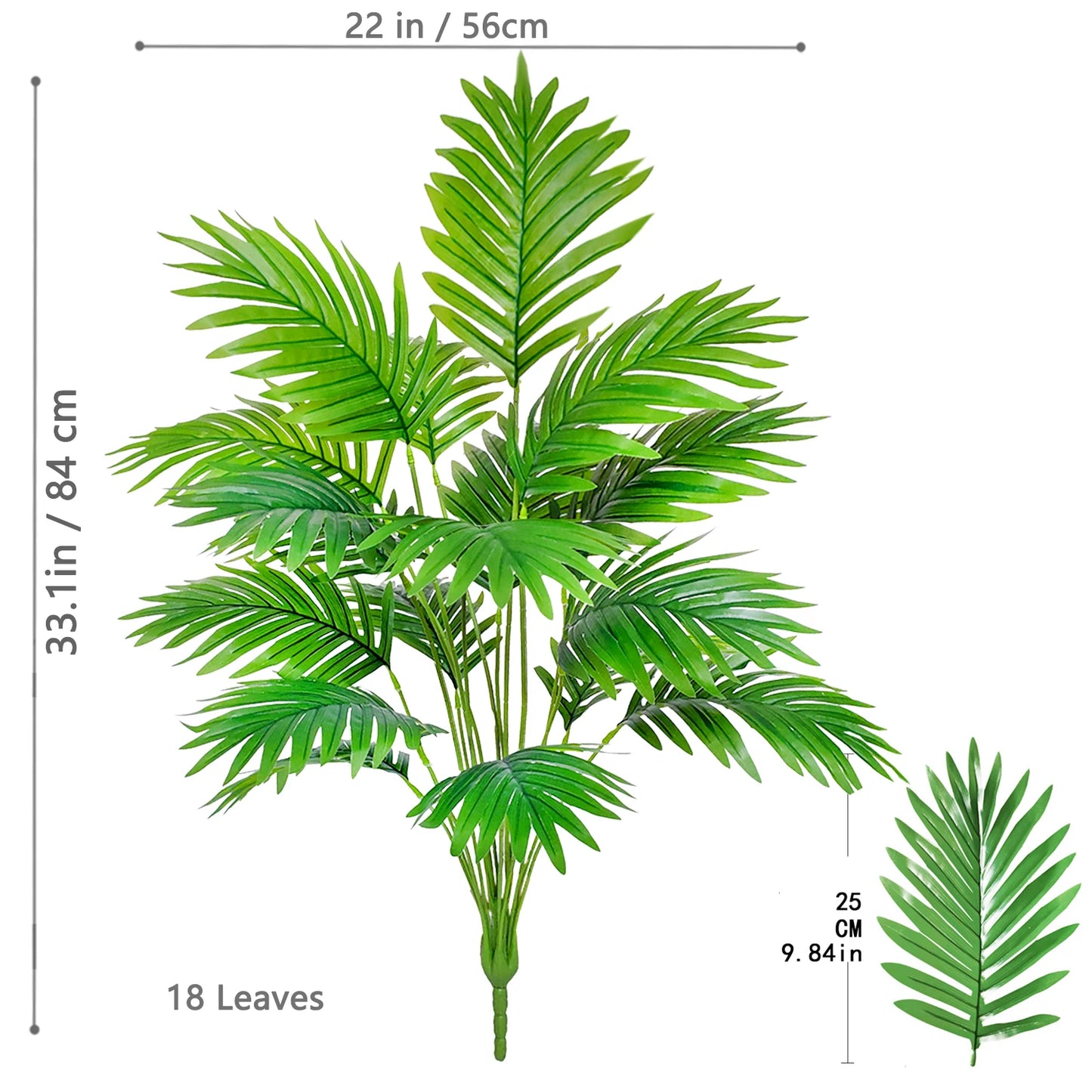 125cm(49.2in ) Artificial Large Fake Palm Tree Areca Palm Artificial Tropical Plant Plastic for Home Garden Decoration