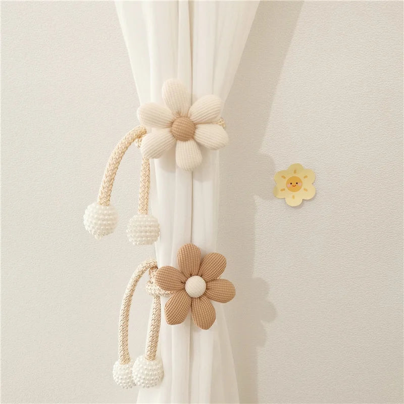 Flower pearl clasp Tieback Window Curtain Buckle Clip Kids Room Hanging Curtain Holders Tie Backs Curtain Accessories Home Decor