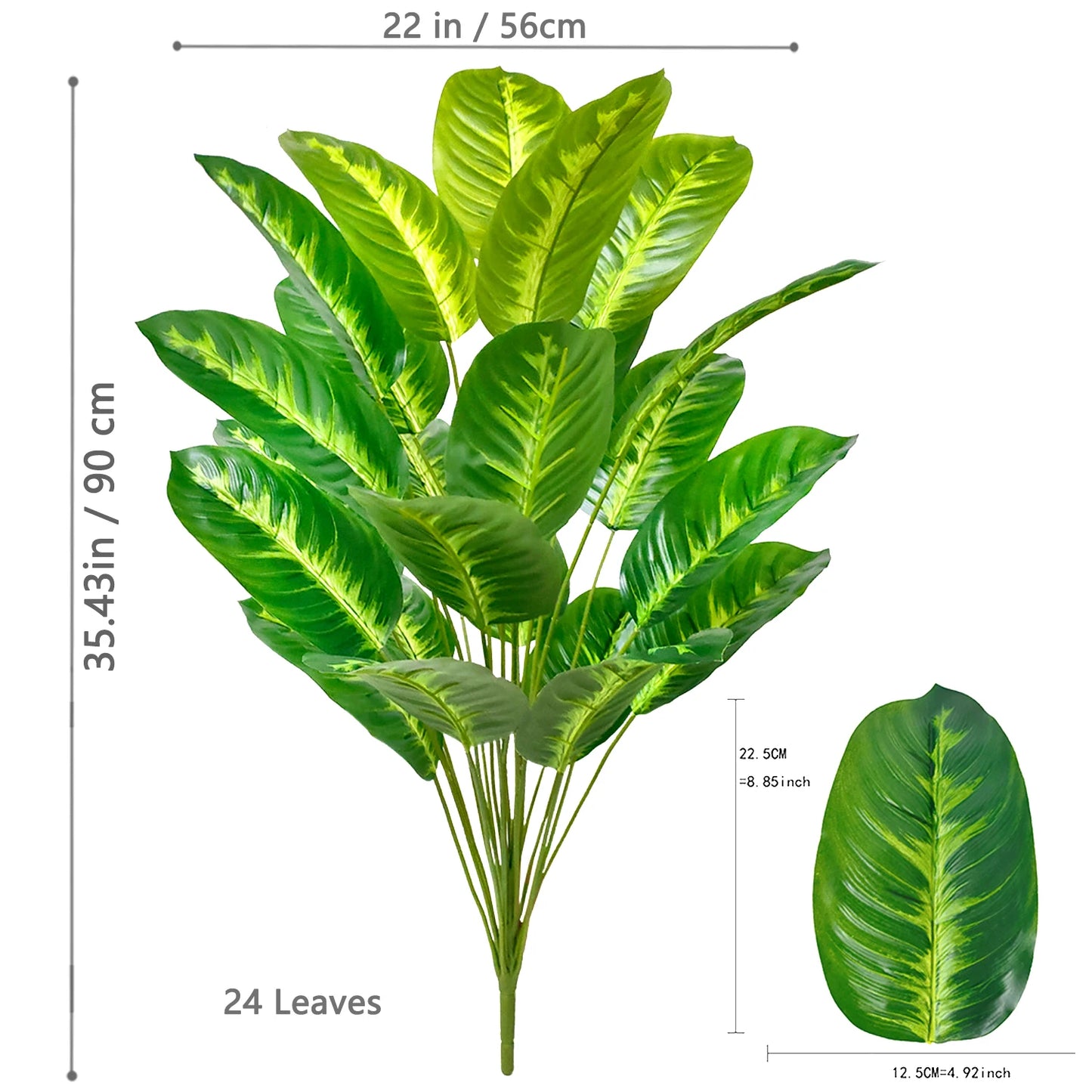 65-120cm （47.2in） Large Tropical Palm Tree Fake Banana Plant Leaves Real Touch Strelitzia Reginae Plastic Plant for Home Garden