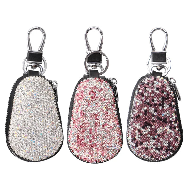 Universal Diamond Car Key Holder Storage Case Luxury Crystal Keychains Key Cover Bag Wallet for BMW Lada Benz Keychain