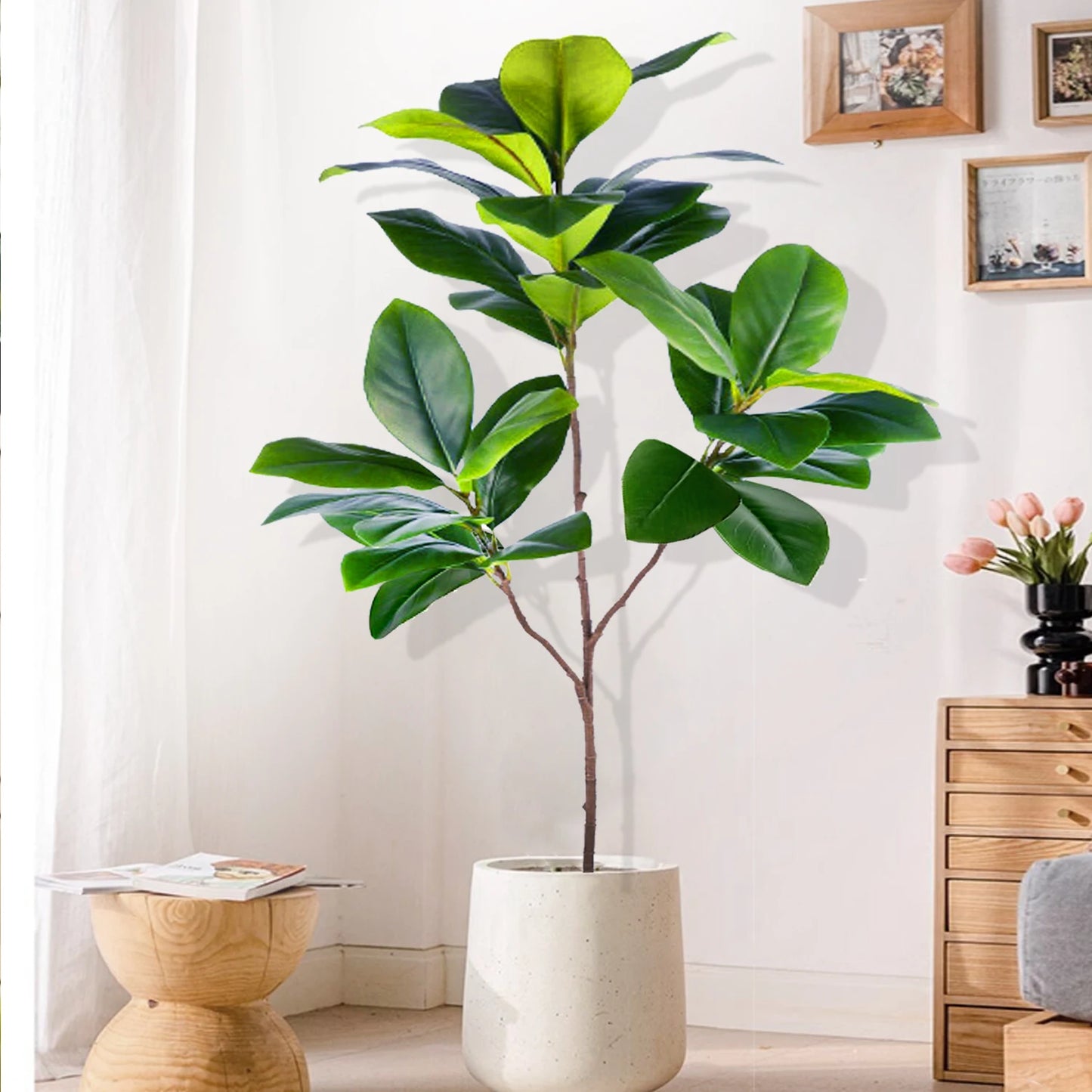 76-135cm  Artificial Fiddle Leaf Ficus Fig Plant for Outdoor Courtyard Garden Balcony Indoor Home and Office Decoration