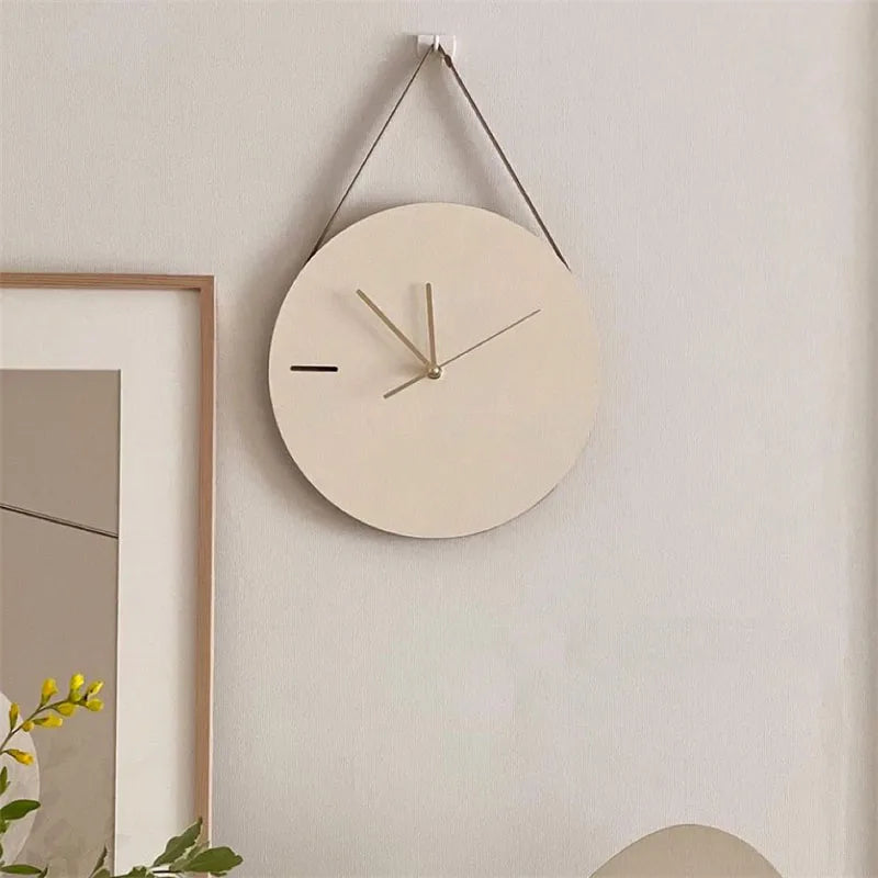 Japanese style Wooden Wall Clock Minimalist Wood Silent Mute Clocks Bed Room Quartz Watch Furniture Hanging Ornaments Photo Prop