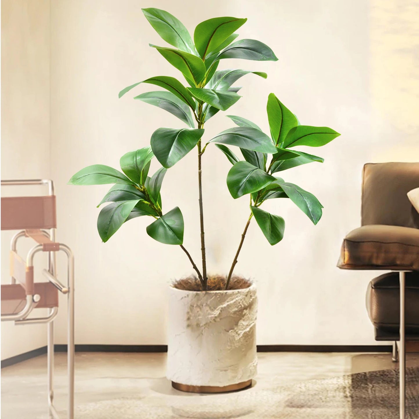 76-135cm  Artificial Fiddle Leaf Ficus Fig Plant for Outdoor Courtyard Garden Balcony Indoor Home and Office Decoration