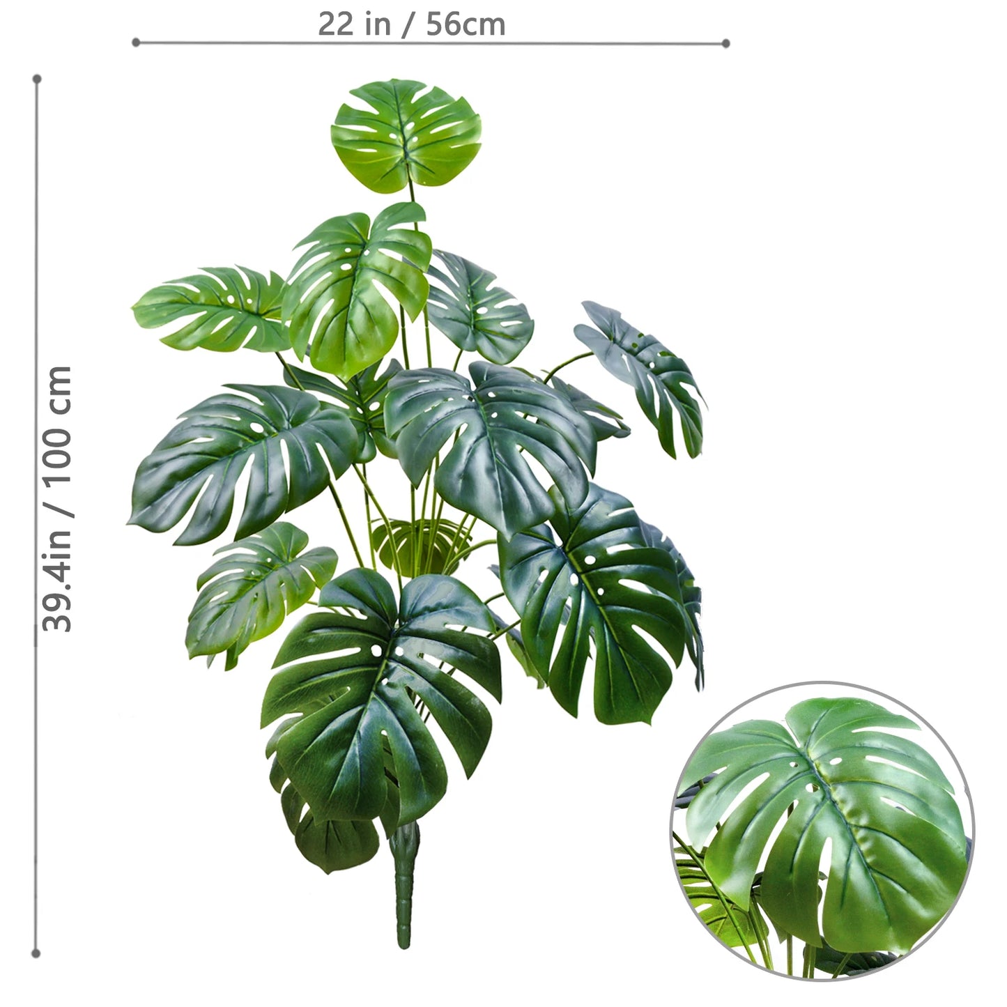 52-100cm(39.4in)  Artificial Monstera Plant Fake Palm Tree Plastic Turtle Leaf Green Plant for Home Garden Room Office Decor