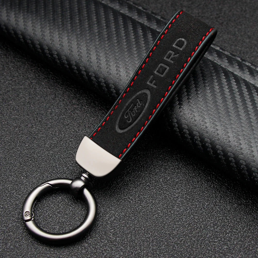 Luxury Leather Car Logo Keychain Key Rings Key Holder Auto Accessories For Ford Ranger Focus Kuga Mustang Mondeo Fusion Esco