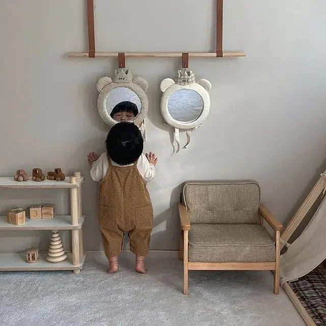 Baby Child Reflector Korean Ins Bear Crown Mirror Children's Room Clothing Store Decoration Pendant Photo Studio Shooting Mirror