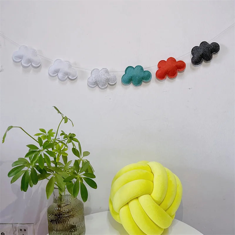 Six Felt Cloud Garlands String Wall Hanging Decor Baby Bed Kids Room Decoration Nursery Ornament Photo Props Party Banner