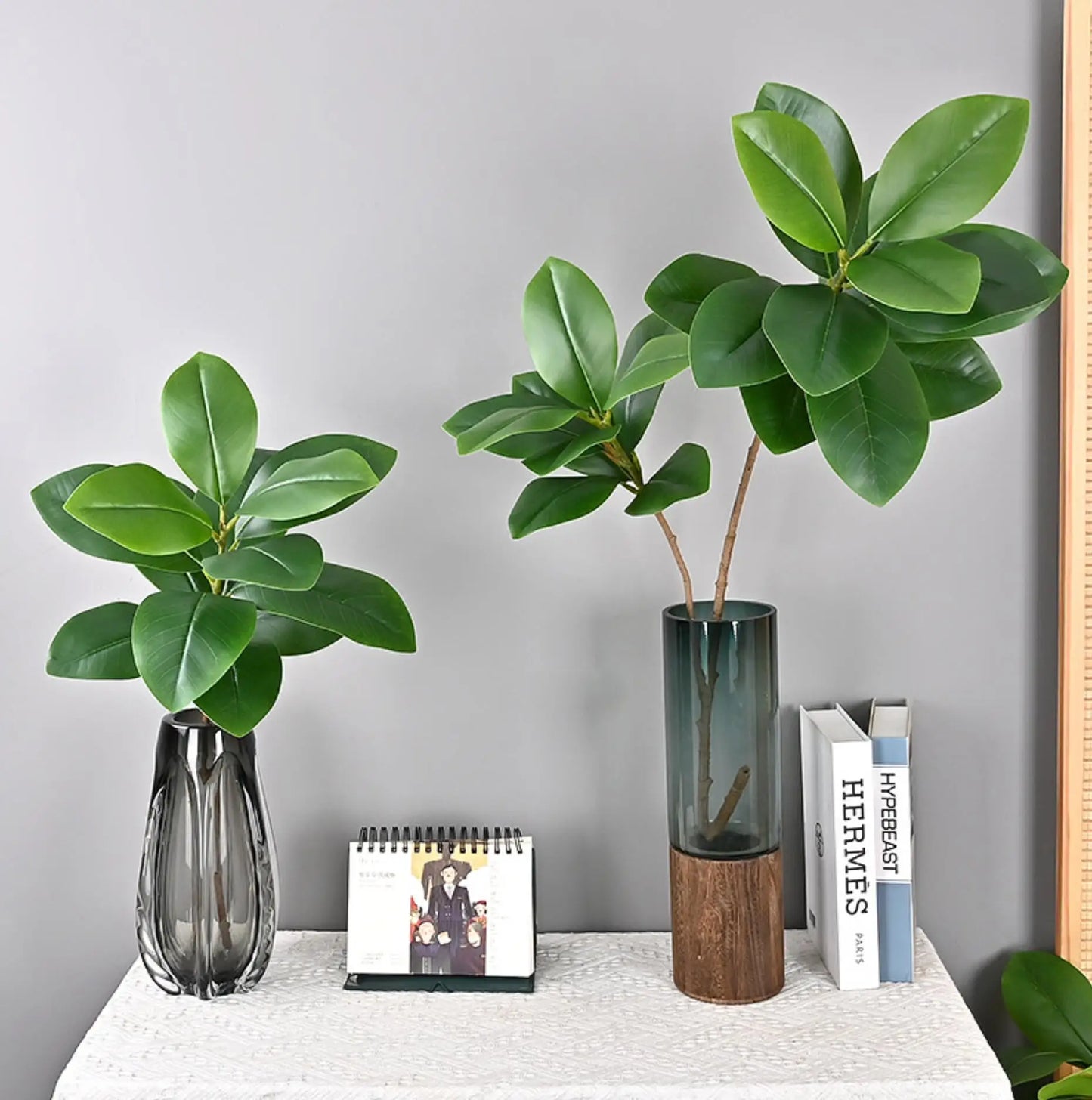 76-135cm  Artificial Fiddle Leaf Ficus Fig Plant for Outdoor Courtyard Garden Balcony Indoor Home and Office Decoration