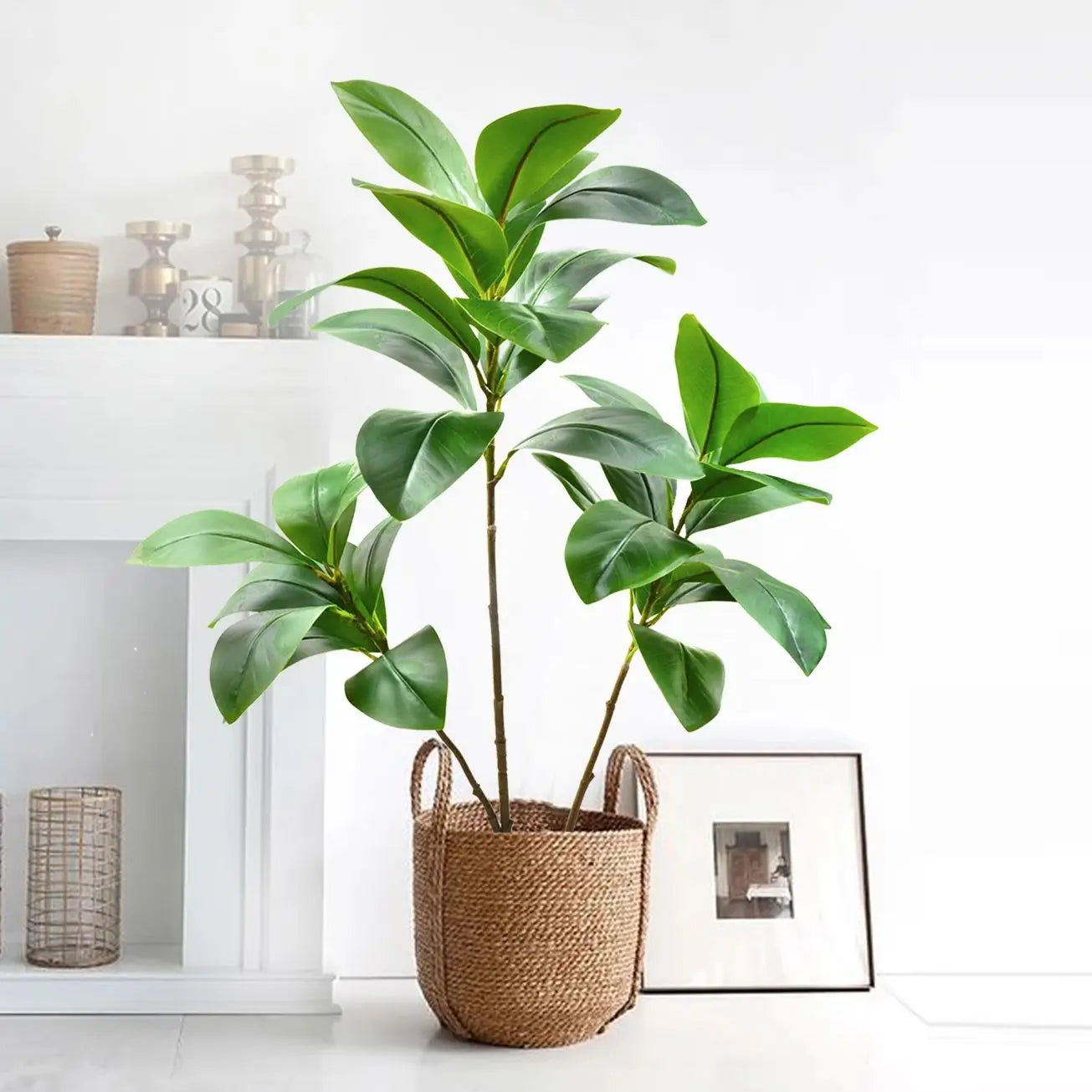 76-135 cm（53.1in）Artificial Magnolia  Tree Rubber Fig Plants for Outdoor Patio Garden Balcony Indoor Home And Office Decorations