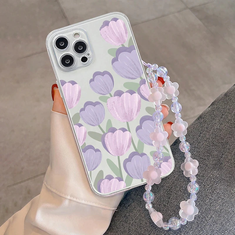 Flower Clear Silicone Phone Case For iPhone 16 Pro Max 15 14 13 12 11 Pro Max X XS XR 7 8 Plus Colorful Sun Flower Charm Cover