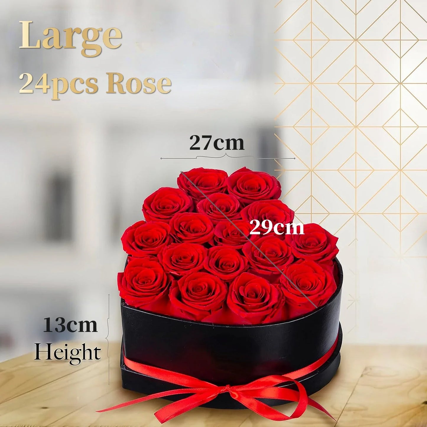 24/18Pcs Heart Shape Rose Gift Box Artificial Eternal Rose Bouquet Forever Red Rose Mother's Day Gift for Mom Birthday Wedding