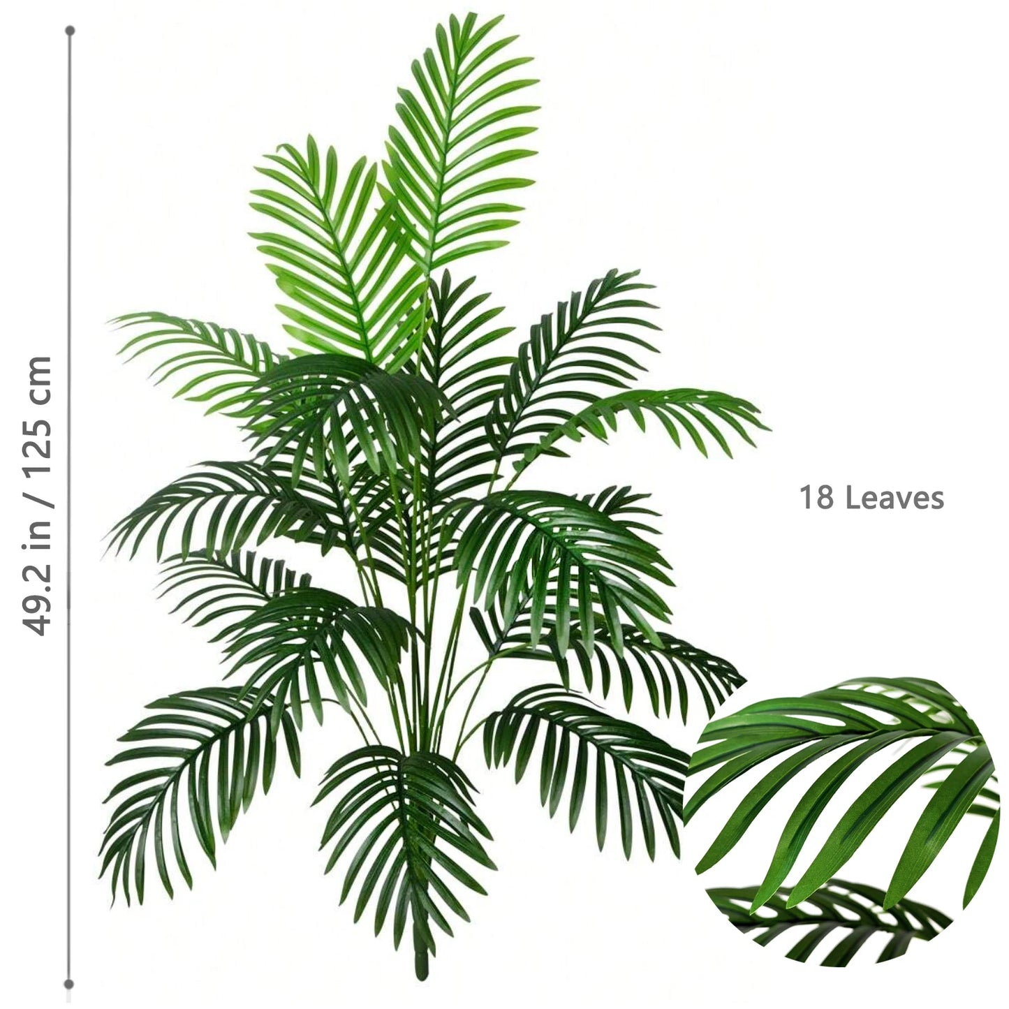 125cm(49.2in ) Artificial Large Fake Palm Tree Areca Palm Artificial Tropical Plant Plastic for Home Garden Decoration