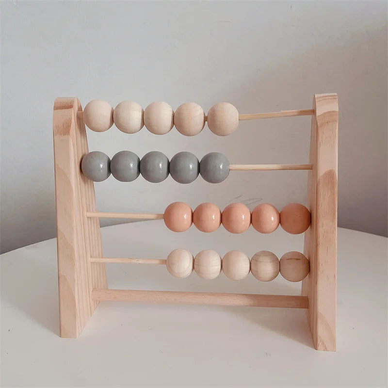 Natural Wooden Abacus With Beads Kids Room Desktop Decor Baby Early Learning Educational Toys Girl Boy Room Craft Ornament Gifts