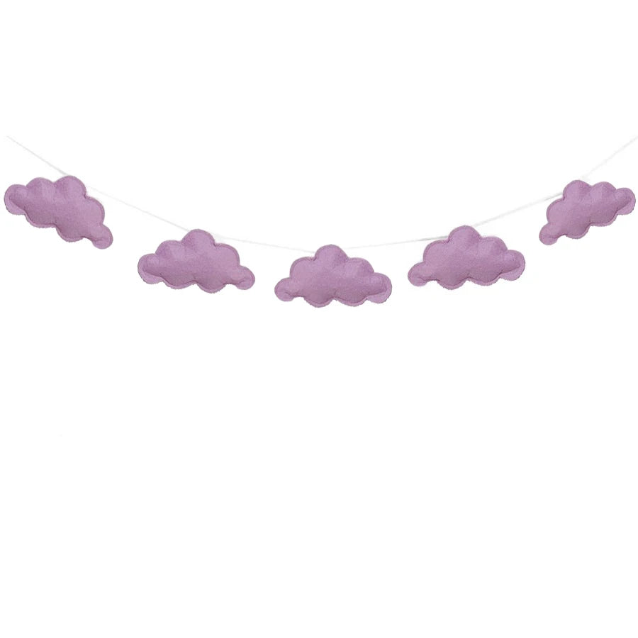 Nordic Felt Cloud Garlands String Wall Hanging Ornaments Baby Bed Kids Room Decoration Nursery Decor Photo Props Party Banner