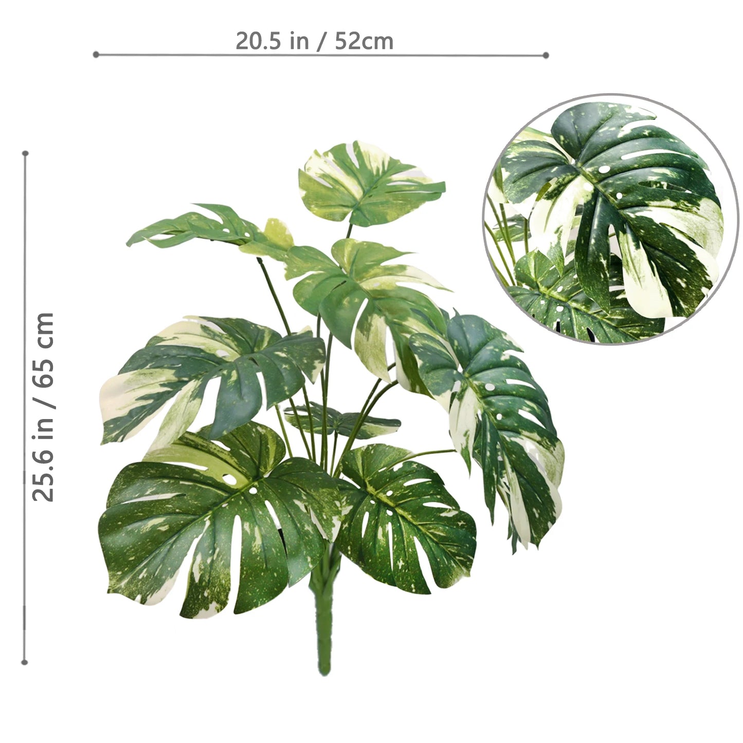 52-100cm(39.4in)  Artificial Monstera Plant Fake Palm Tree Plastic Turtle Leaf Green Plant for Home Garden Room Office Decor