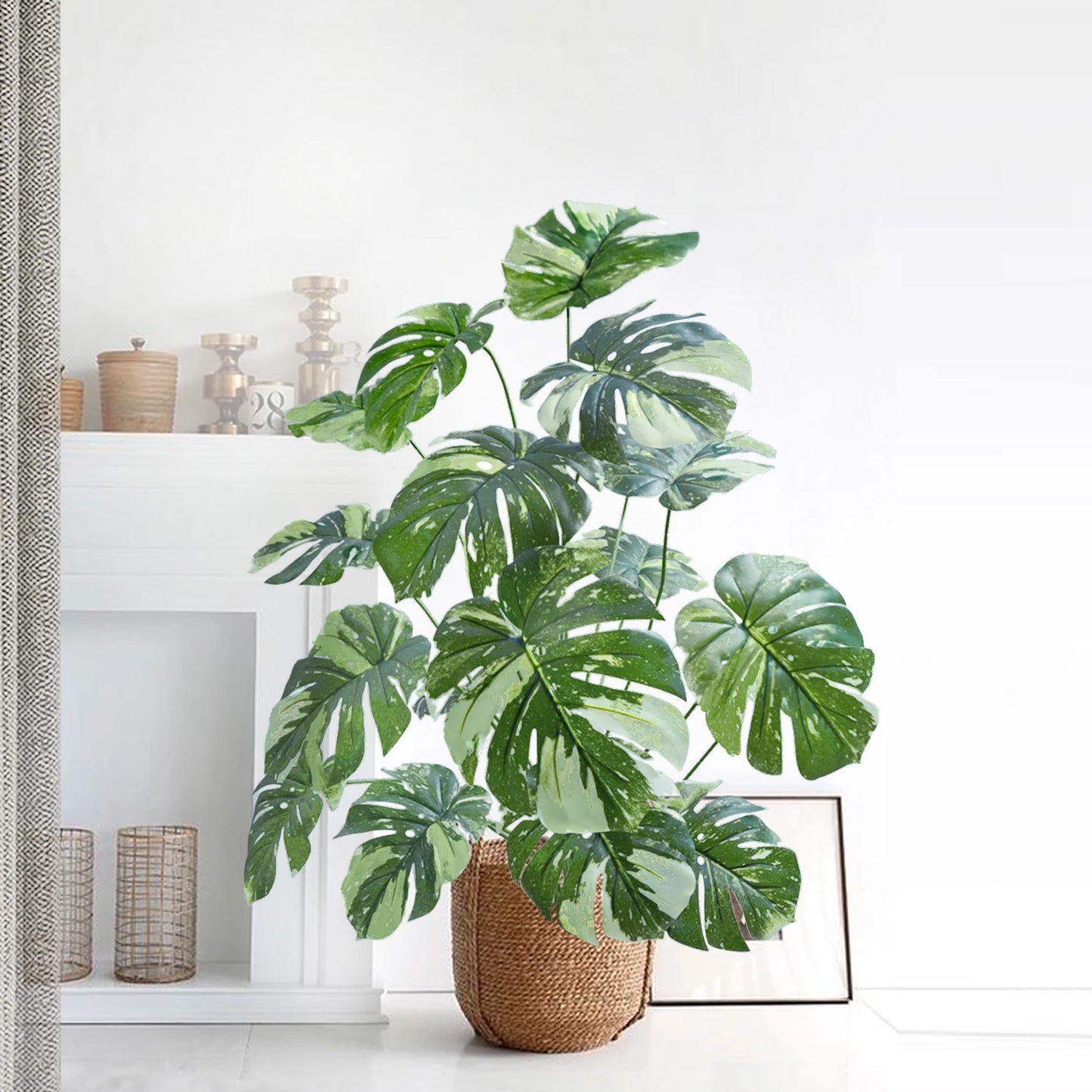 52-100cm(39.4in)  Artificial Monstera Plant Fake Palm Tree Plastic Turtle Leaf Green Plant for Home Garden Room Office Decor