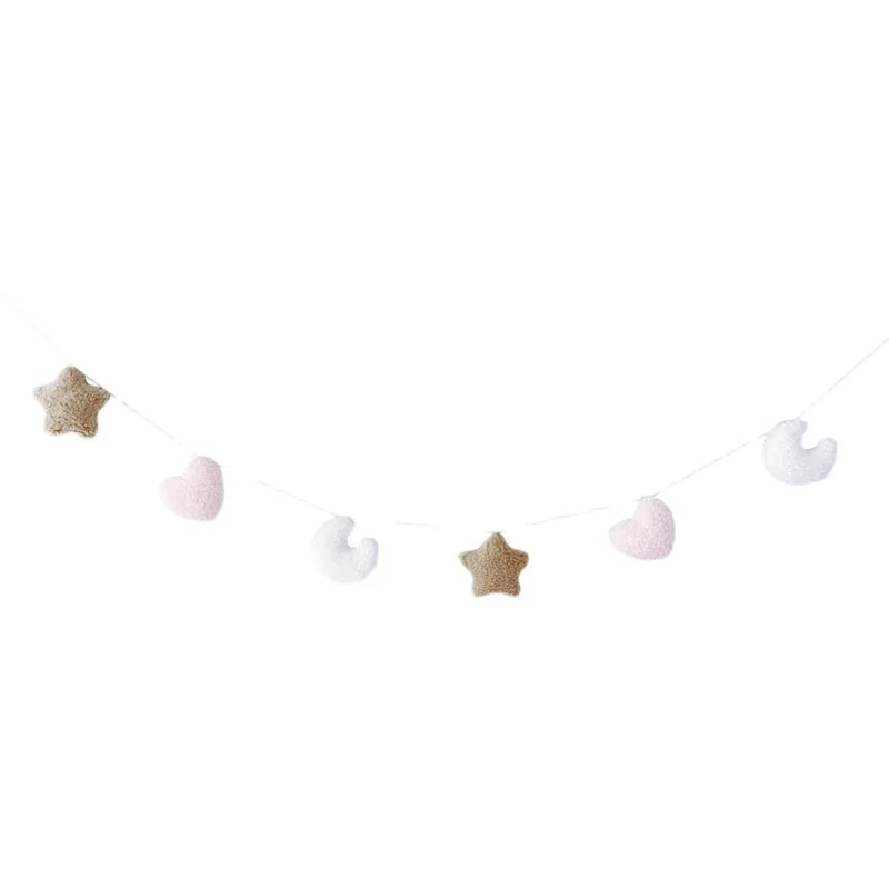 Cute Fluffy Garlands Handmade Moon Star Hanging Decoration Baby Kids Room Home Party Wedding Holiday Wall Nursery Decor Gifts