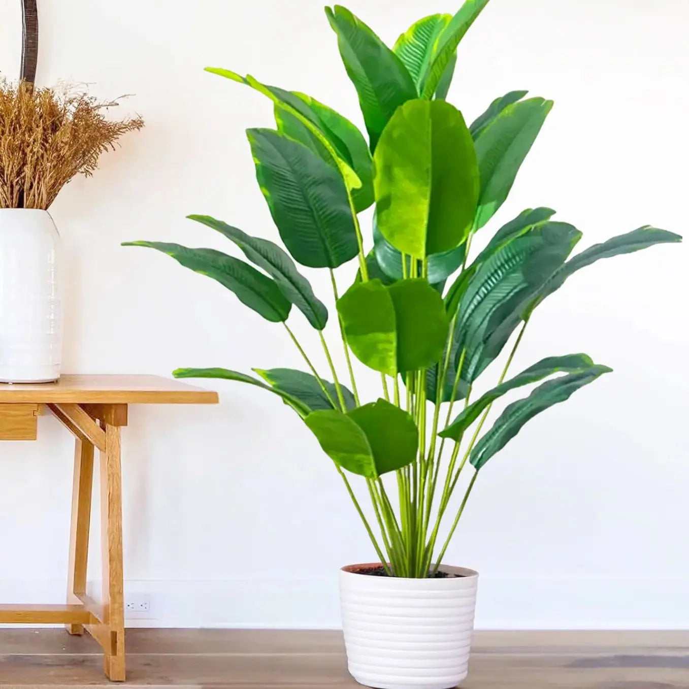 65-120cm （47.2in） Large Tropical Palm Tree Fake Banana Plant Leaves Real Touch Strelitzia Reginae Plastic Plant for Home Garden