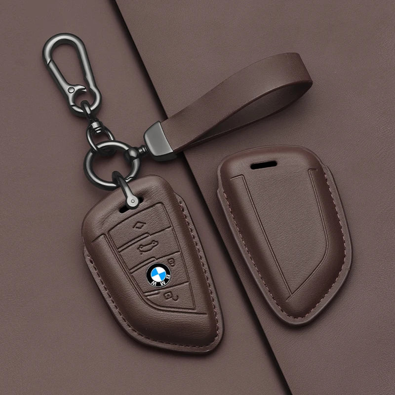 Leather Car Key Case Same color interior For BMW X1 X3 X4 X5 X6 F15 F16 G30 3 5 7 Series G11 F48 Accessories  Keychain