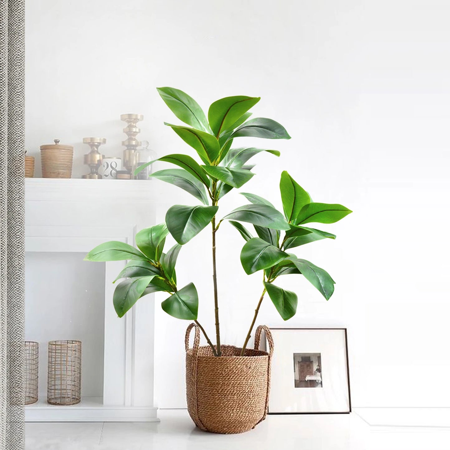 76-135 cm（53.1in）Artificial Magnolia  Tree Rubber Fig Plants for Outdoor Patio Garden Balcony Indoor Home And Office Decorations