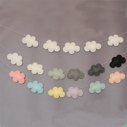 Six Felt Cloud Garlands String Wall Hanging Decor Baby Bed Kids Room Decoration Nursery Ornament Photo Props Party Banner