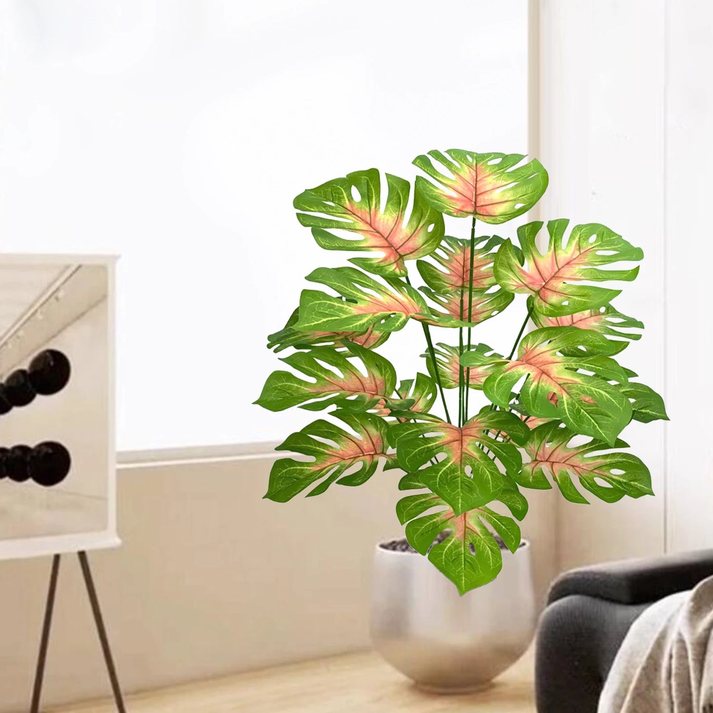 52-100cm(39.4in)  Artificial Monstera Plant Fake Palm Tree Plastic Turtle Leaf Green Plant for Home Garden Room Office Decor