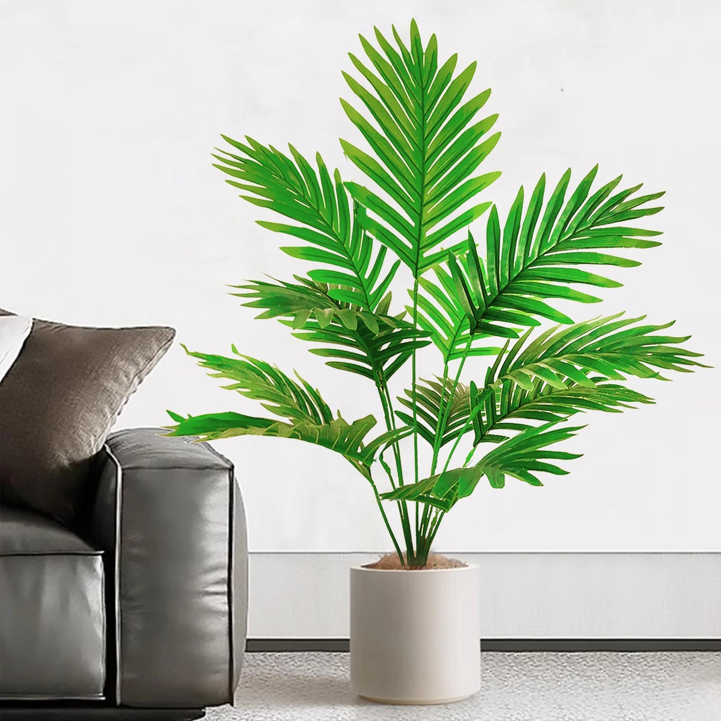 125cm(49.2in ) Artificial Large Fake Palm Tree Areca Palm Artificial Tropical Plant Plastic for Home Garden Decoration