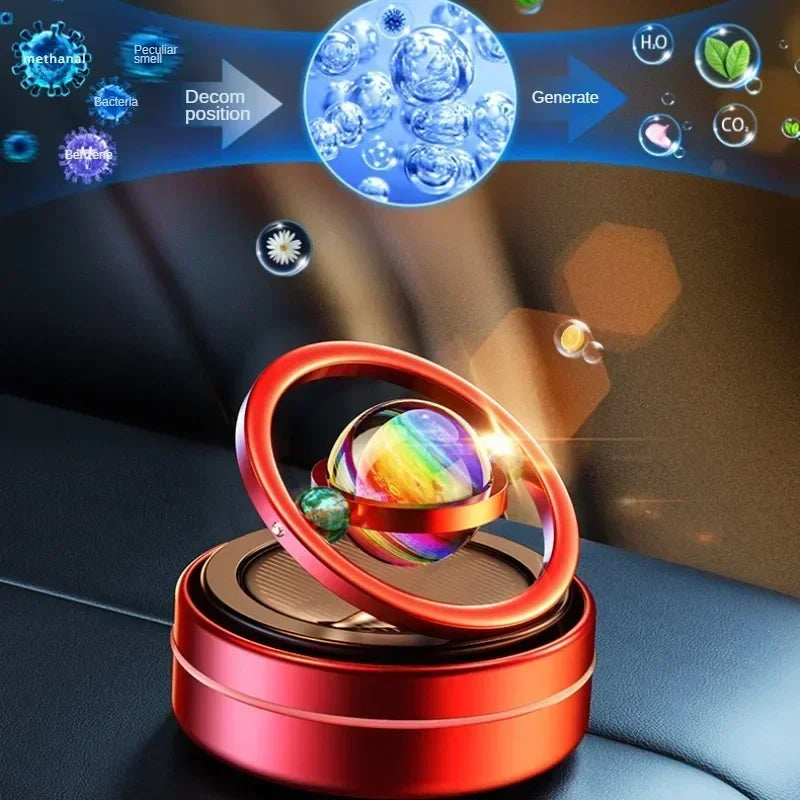 Portablecar Air Fresheners Perfume Diffuser Double Ring Auto Rotating Solar Mini Kinetic Car Aromatherapy Room Car Air Freshener