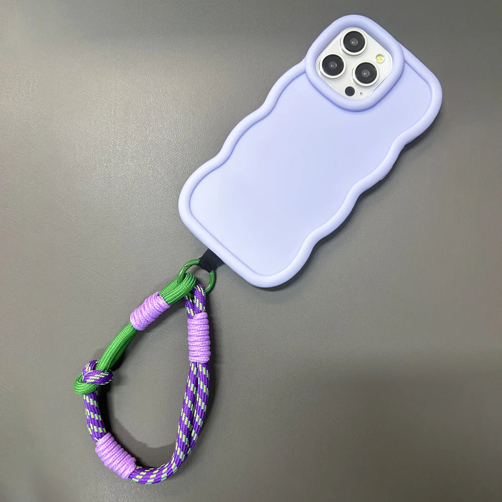 Korean Mobile Phone Cute Knot Portable Anti-loss Hand Bracelet Chain For iPhone 15 14 13 11 Pro Max Xiaomi Colorful Rope Chain