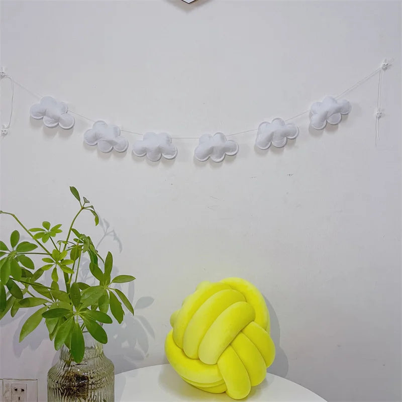 Nordic Felt Cloud Garlands String Wall Hanging Ornaments Baby Bed Kids Room Decoration Nursery Decor Photo Props Party Banner