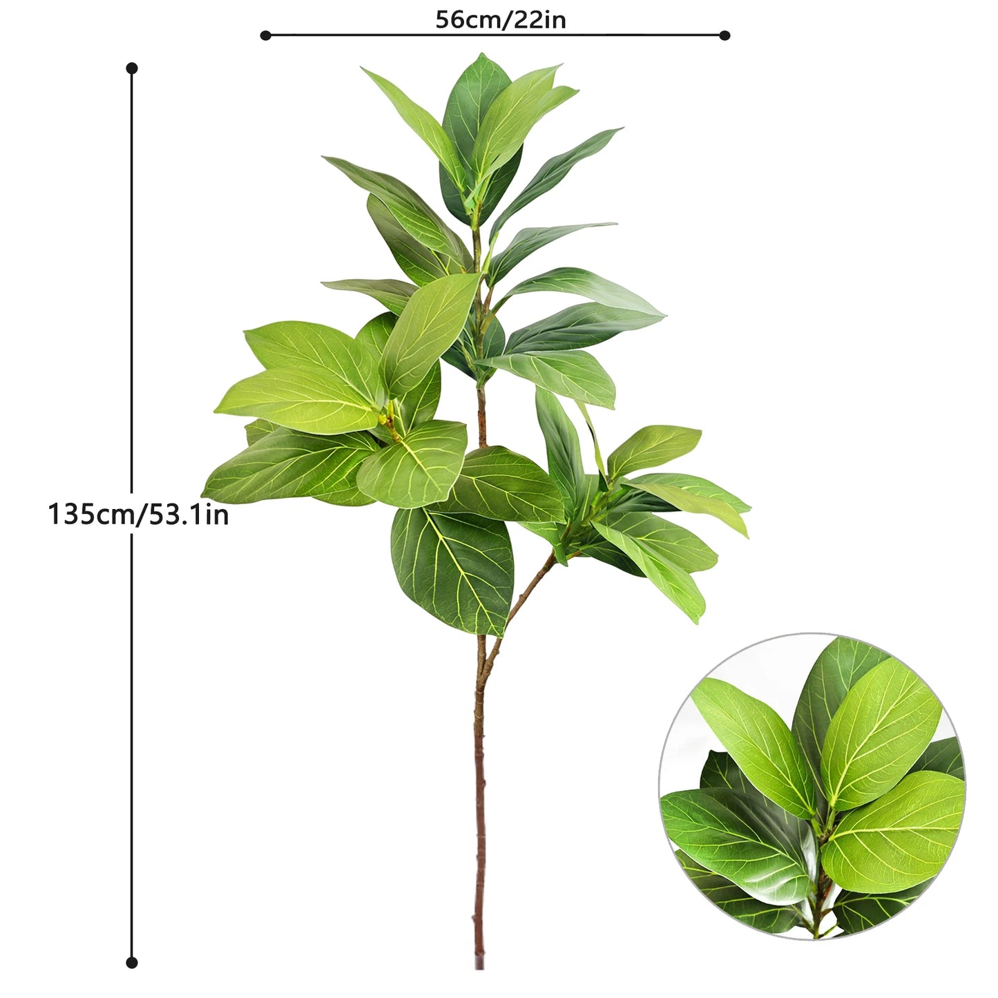 76-135 cm（53.1in）Artificial Magnolia  Tree Rubber Fig Plants for Outdoor Patio Garden Balcony Indoor Home And Office Decorations