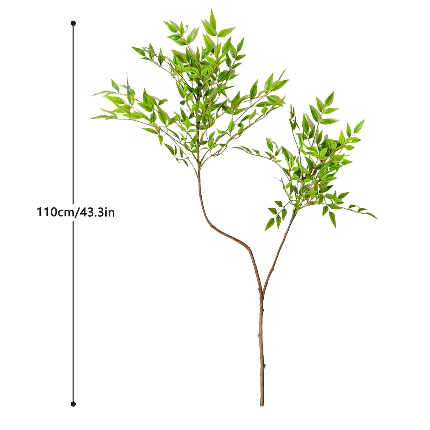 110cm (43.3 in)  Artificial Plants Fake Bamboo Tree Branch Plastic Nandina Leaves Tall Green Landscape For Home Garden Decor