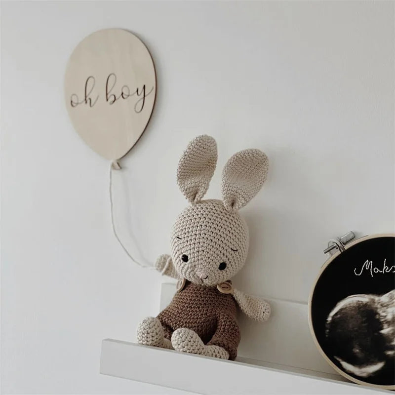 Nordic Wooden Balloon Wall Hanging Decor Kids Room Ornaments Hanging Pendant Wood Crafts Baby Gift Nursery Decoration Photo Prop