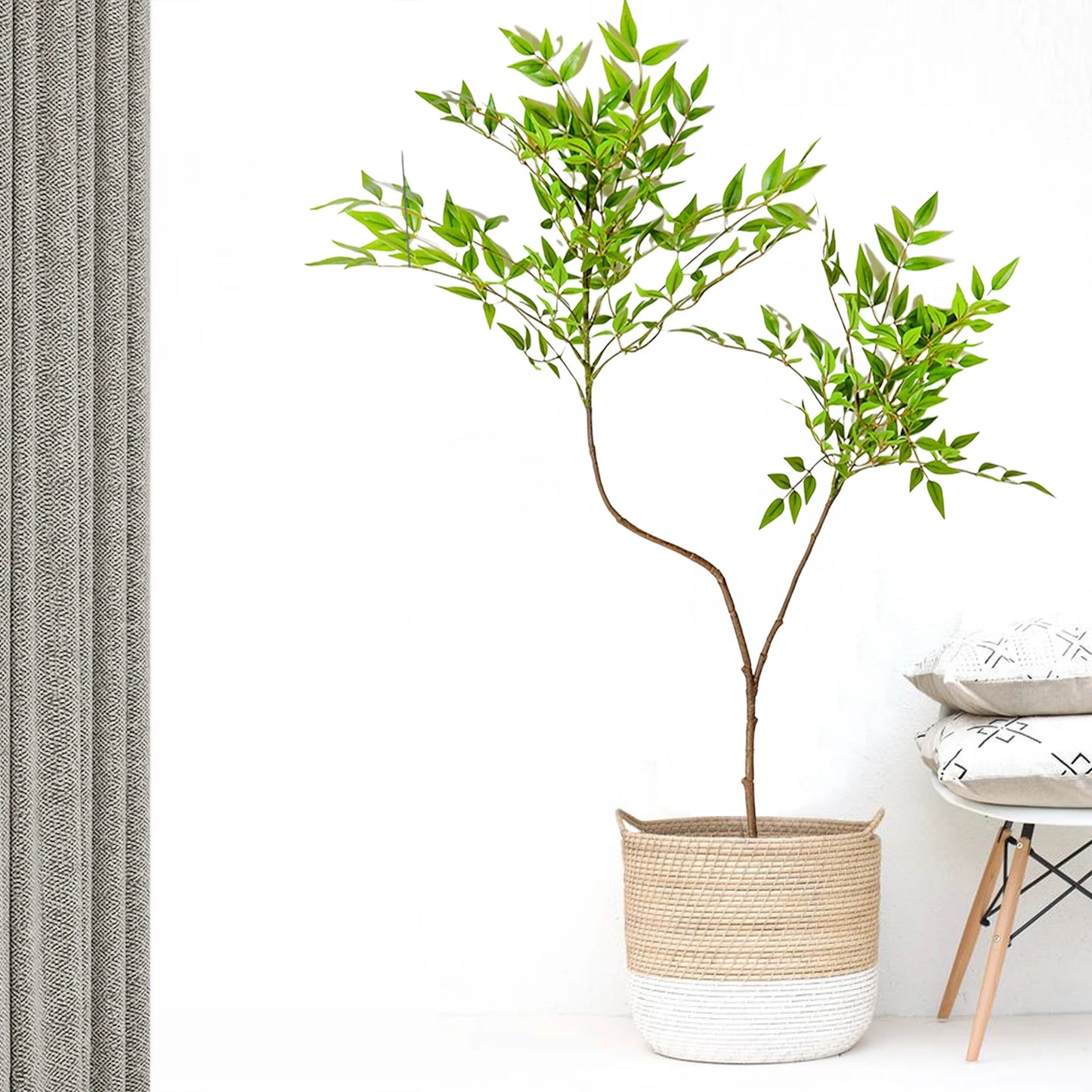 110cm (43.3 in)  Artificial Plants Fake Bamboo Tree Branch Plastic Nandina Leaves Tall Green Landscape For Home Garden Decor