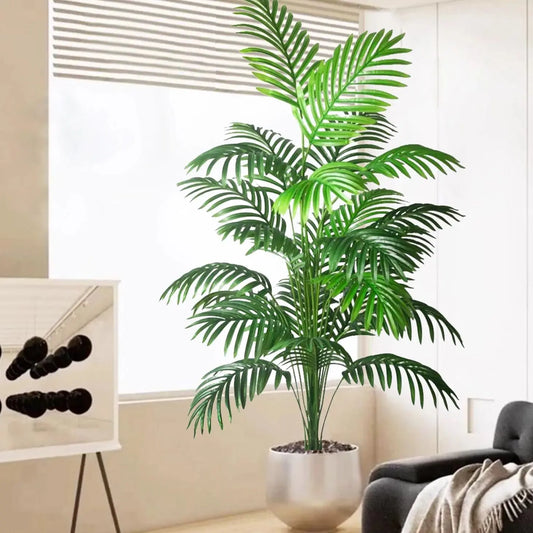 125cm(49.2in ) Artificial Large Fake Palm Tree Areca Palm Artificial Tropical Plant Plastic for Home Garden Decoration