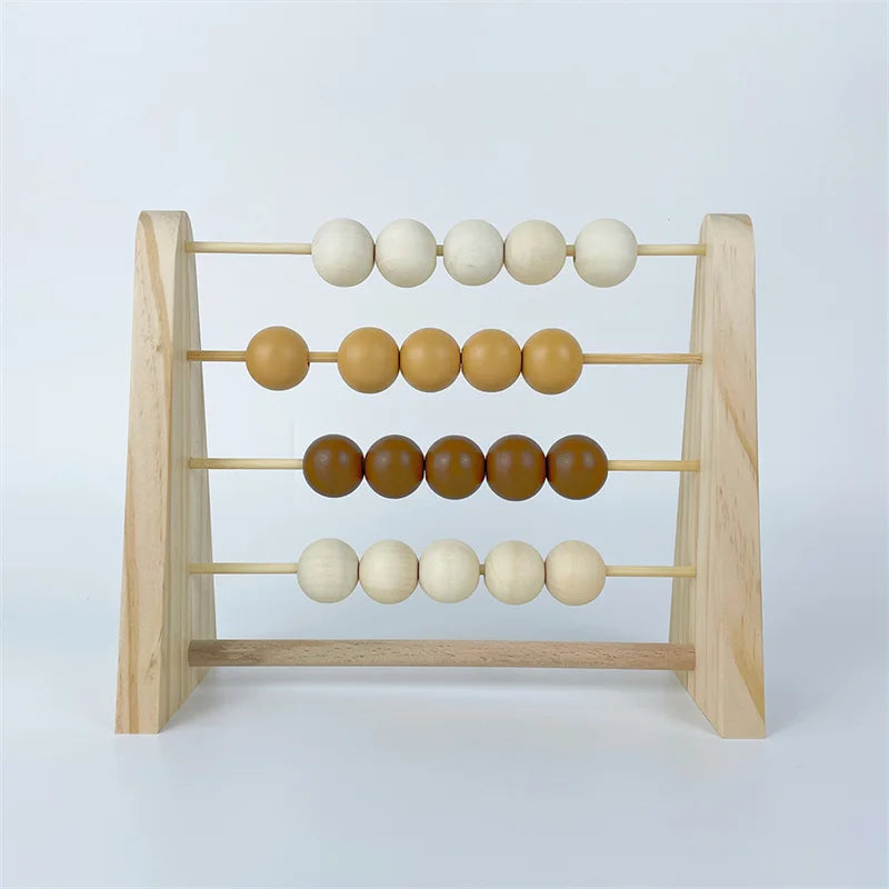 Natural Wooden Abacus With Beads Kids Room Desktop Decor Baby Early Learning Educational Toys Girl Boy Room Craft Ornament Gifts