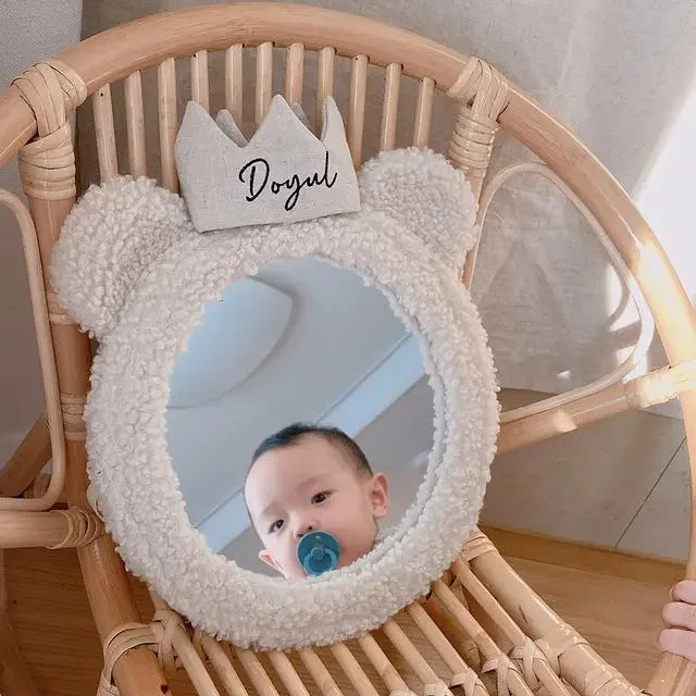 Baby Child Reflector Korean Ins Bear Crown Mirror Children's Room Clothing Store Decoration Pendant Photo Studio Shooting Mirror