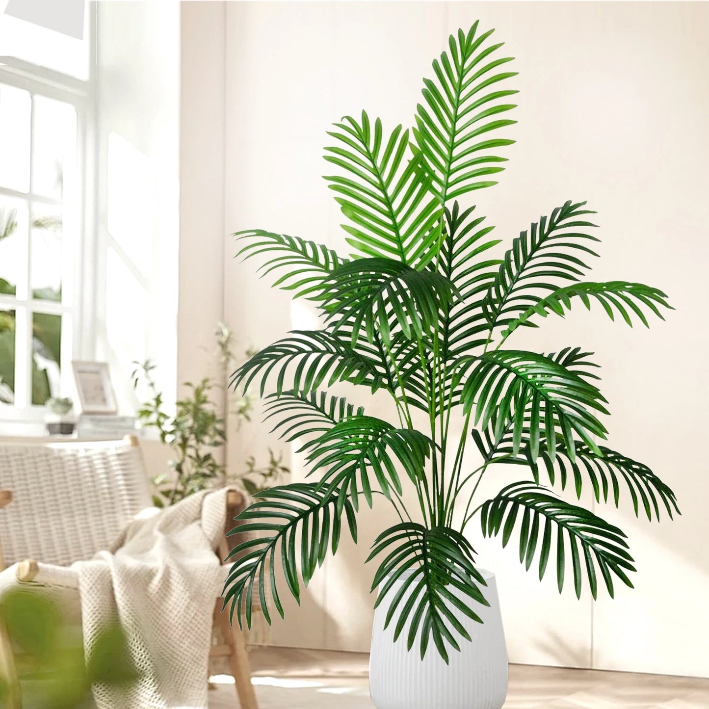 125cm(49.2in ) Artificial Large Fake Palm Tree Areca Palm Artificial Tropical Plant Plastic for Home Garden Decoration