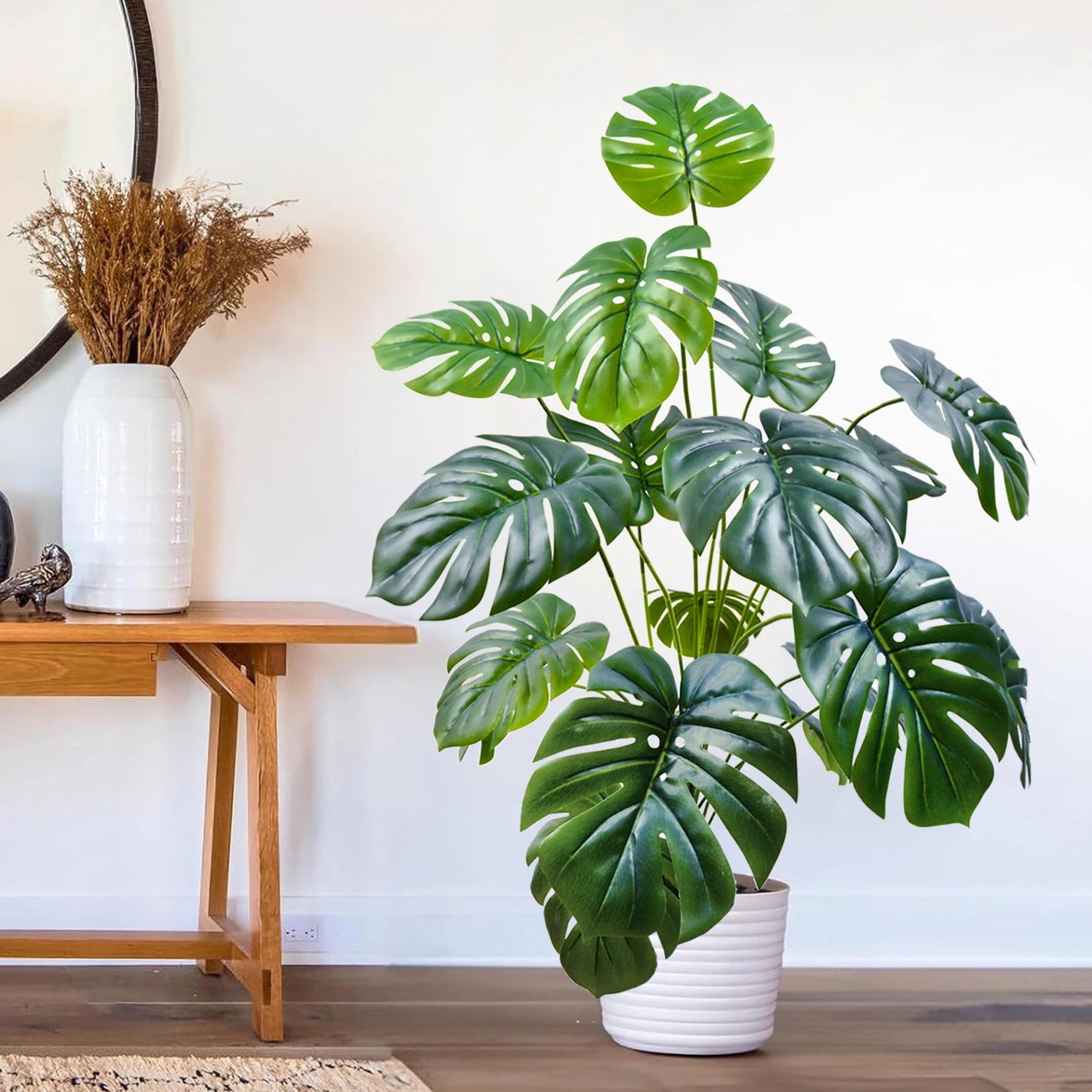 52-100cm(39.4in)  Artificial Monstera Plant Fake Palm Tree Plastic Turtle Leaf Green Plant for Home Garden Room Office Decor